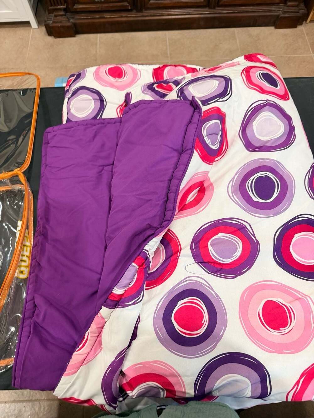 Purple Pink Circle Swirl Comforter and long pillow cover
